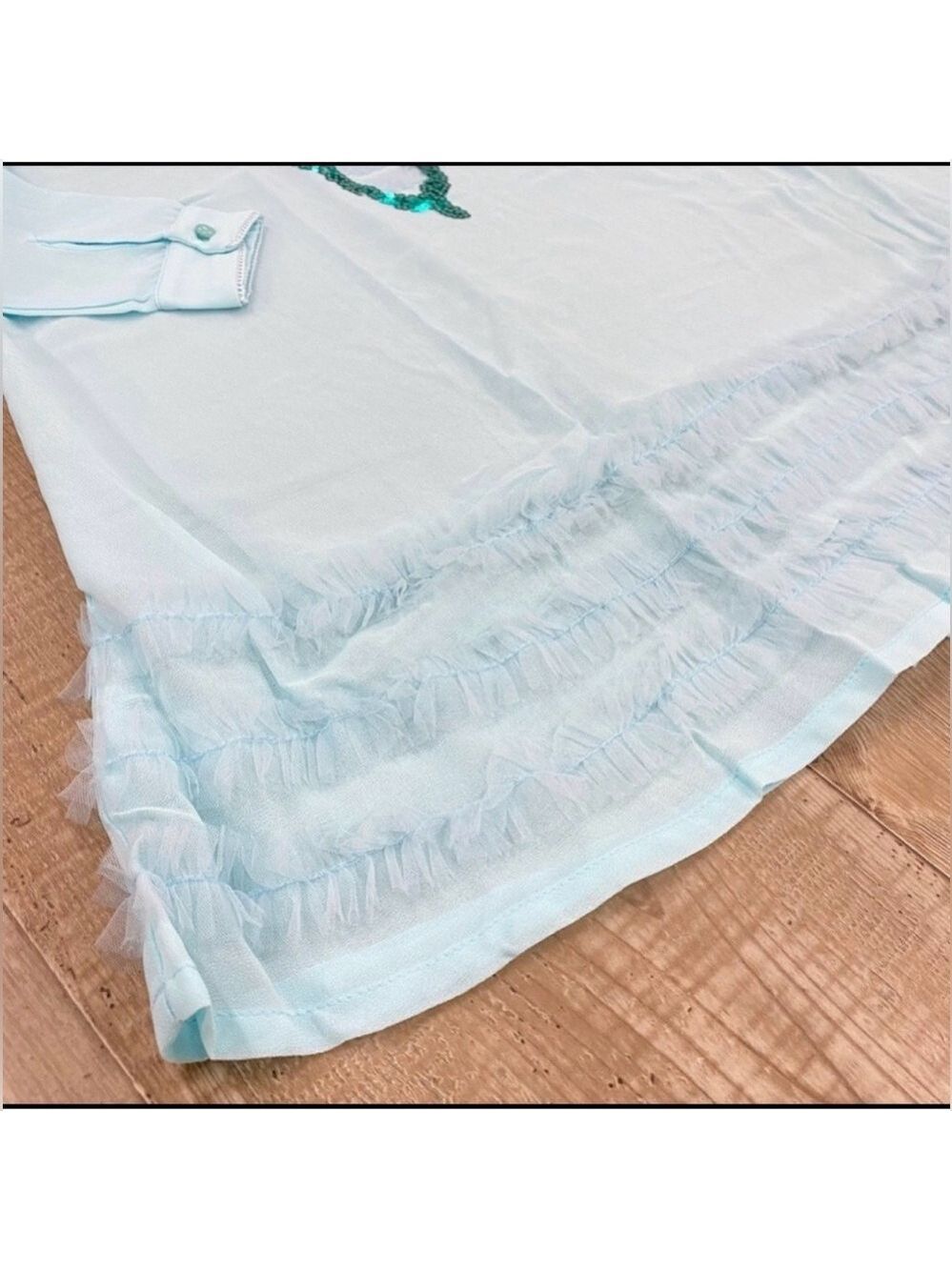 Iron Fist Dead Mermaid Walking Dress Pastel Goth Blue Sequin Rib Cage Pan Collar - Picture 10 of 14